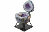 Agate & Amethyst Jewelry Box Geode With Metal Stand #116282-4